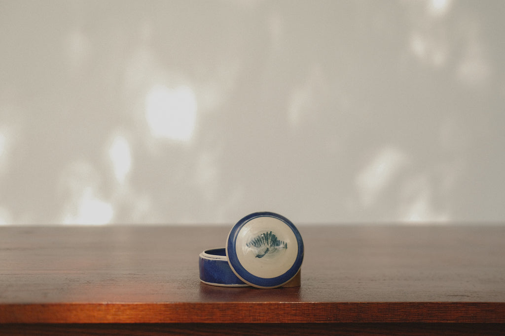 Blue and White Ceramic Trinket Box