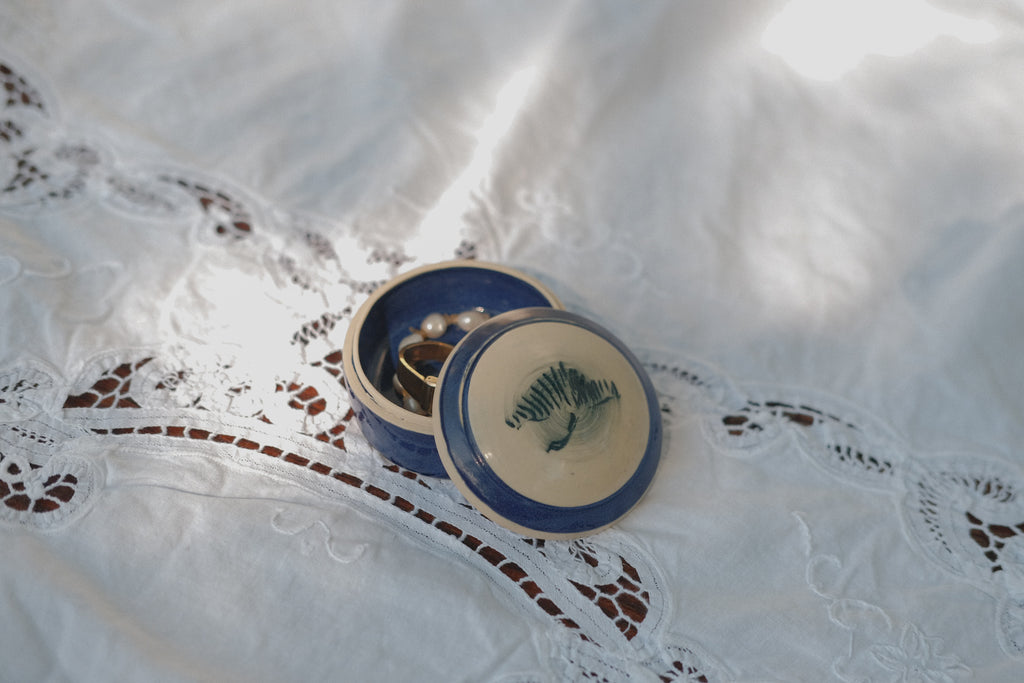 Blue and White Ceramic Trinket Box