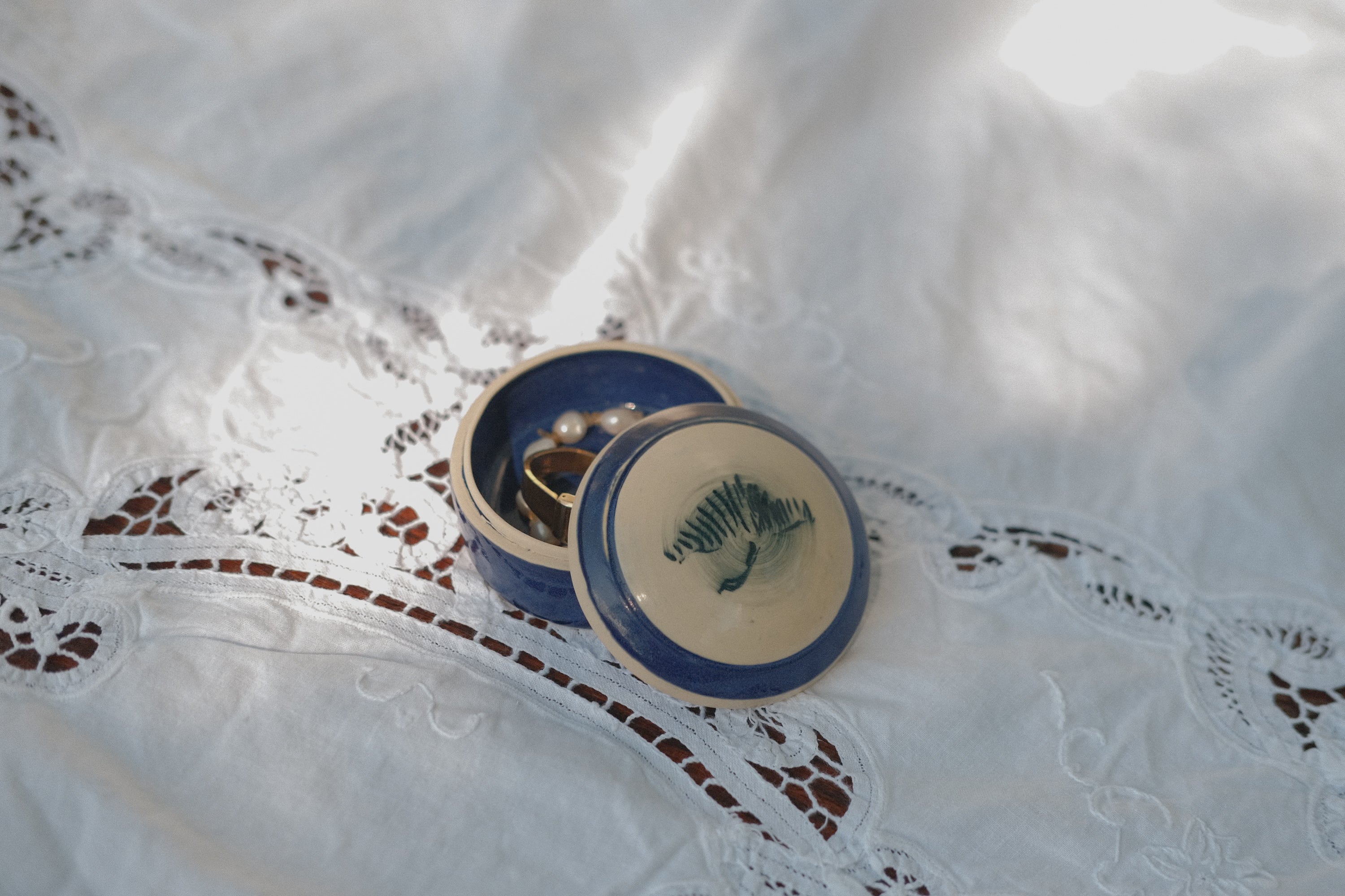 Blue and White Ceramic Trinket Box
