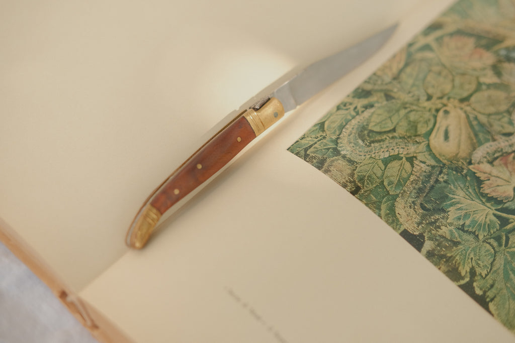 French Laguiole Bougna Folding Knife w/ Brass Inlay