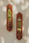 Wooden Mirror Candlestick Sconce - Set of 2