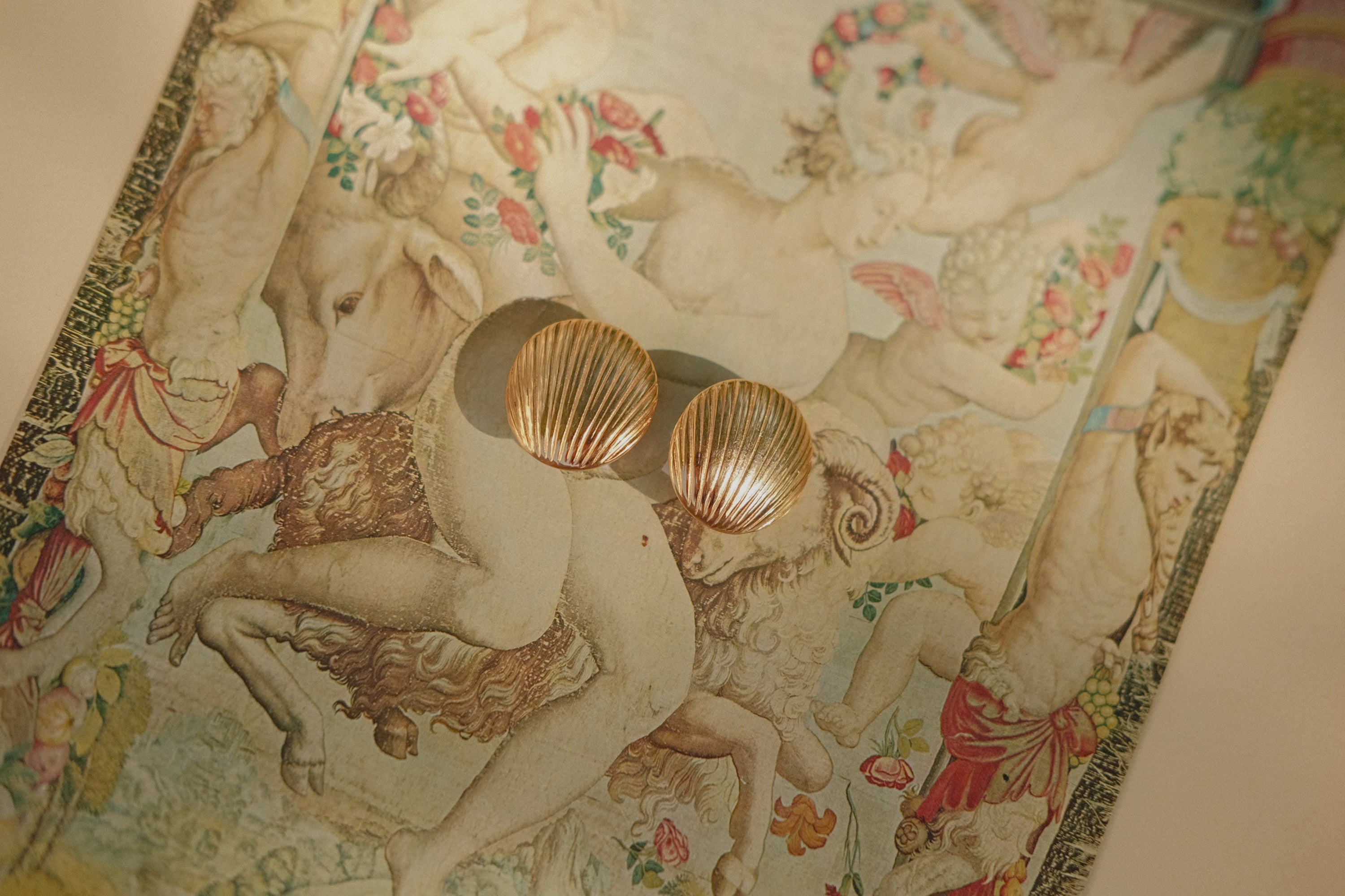 Shell Gold Tone Clip On Earrings