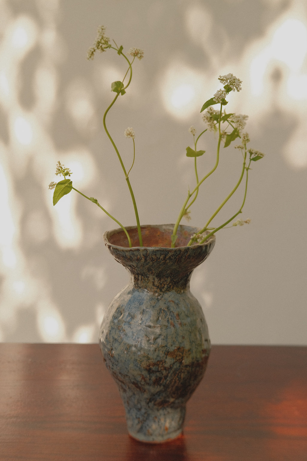 Wide Mouth Blue Flower Vase
