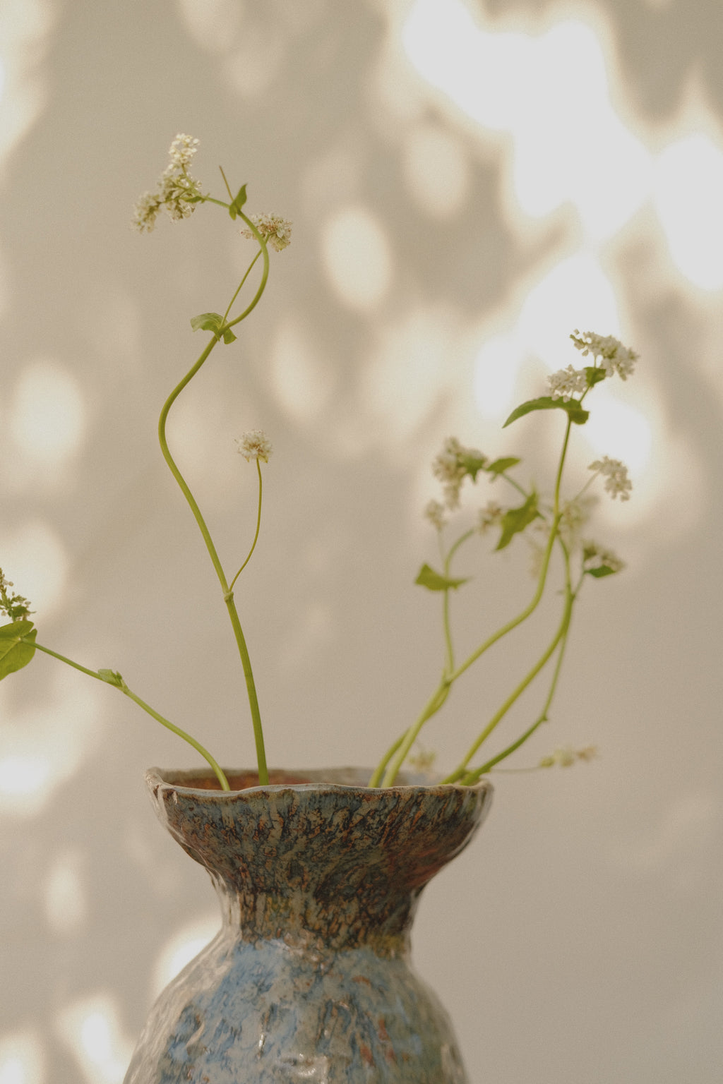 Wide Mouth Blue Flower Vase