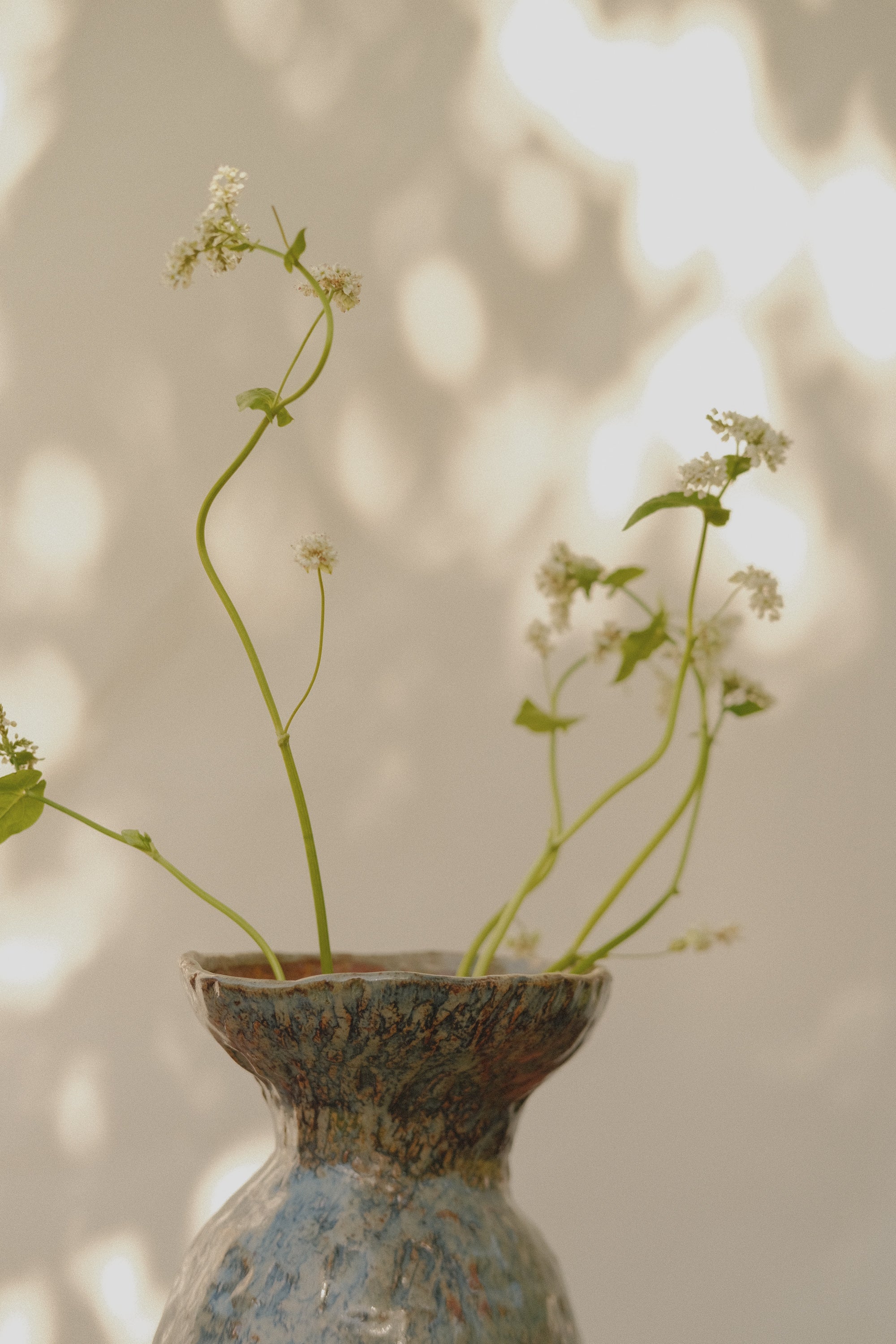Wide Mouth Blue Flower Vase