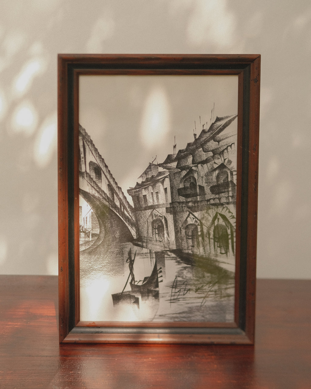 Original Charcoal Drawing European Cityscape
