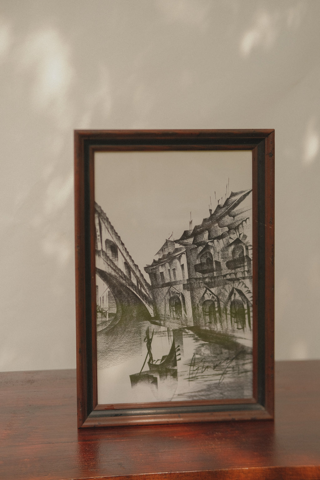 Original Charcoal Drawing European Cityscape