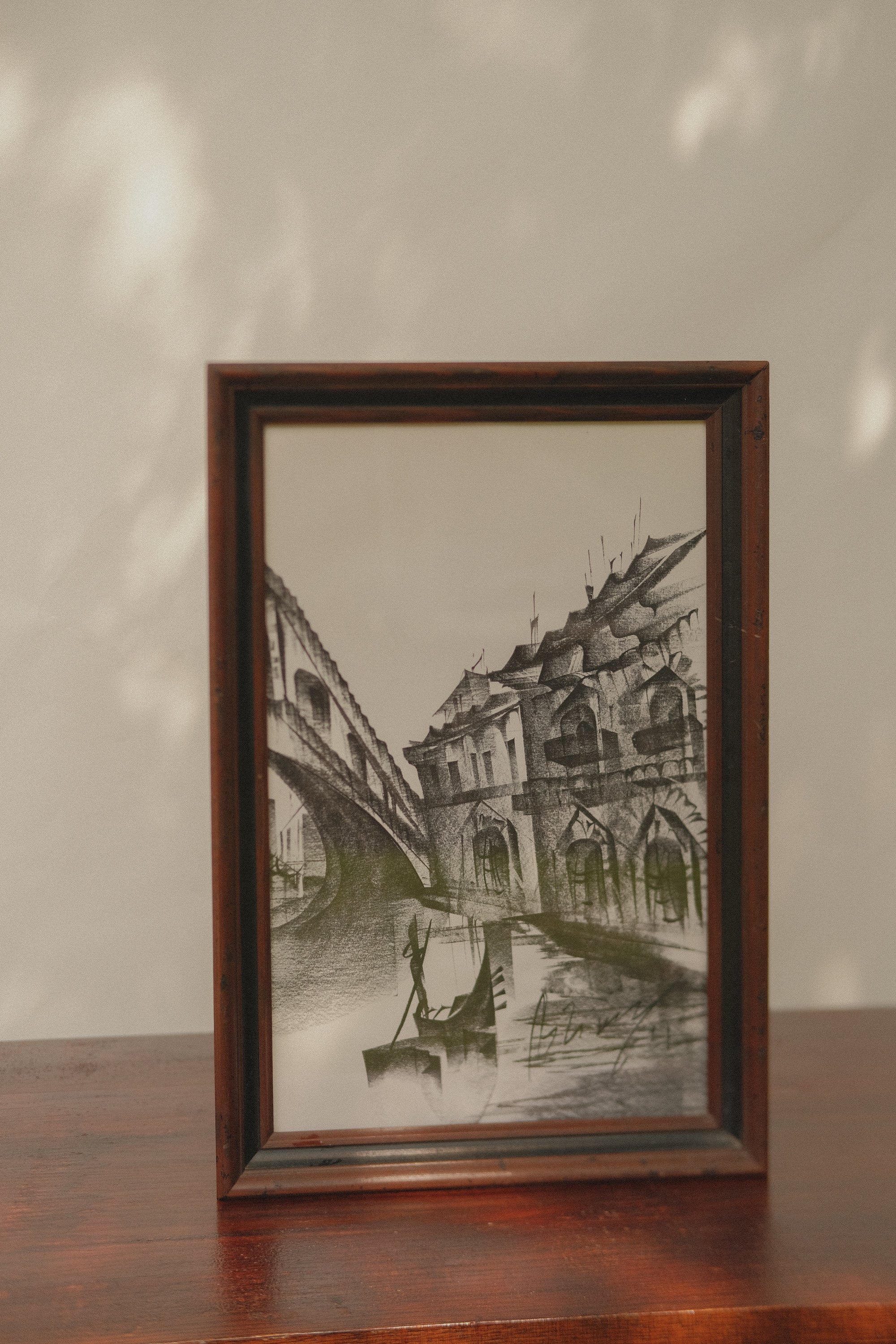 Original Charcoal Drawing European Cityscape