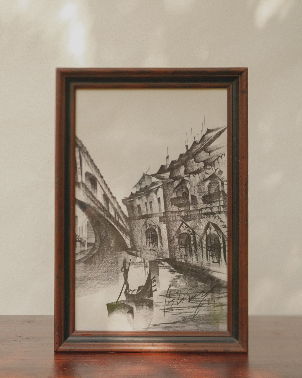 Original Charcoal Drawing European Cityscape