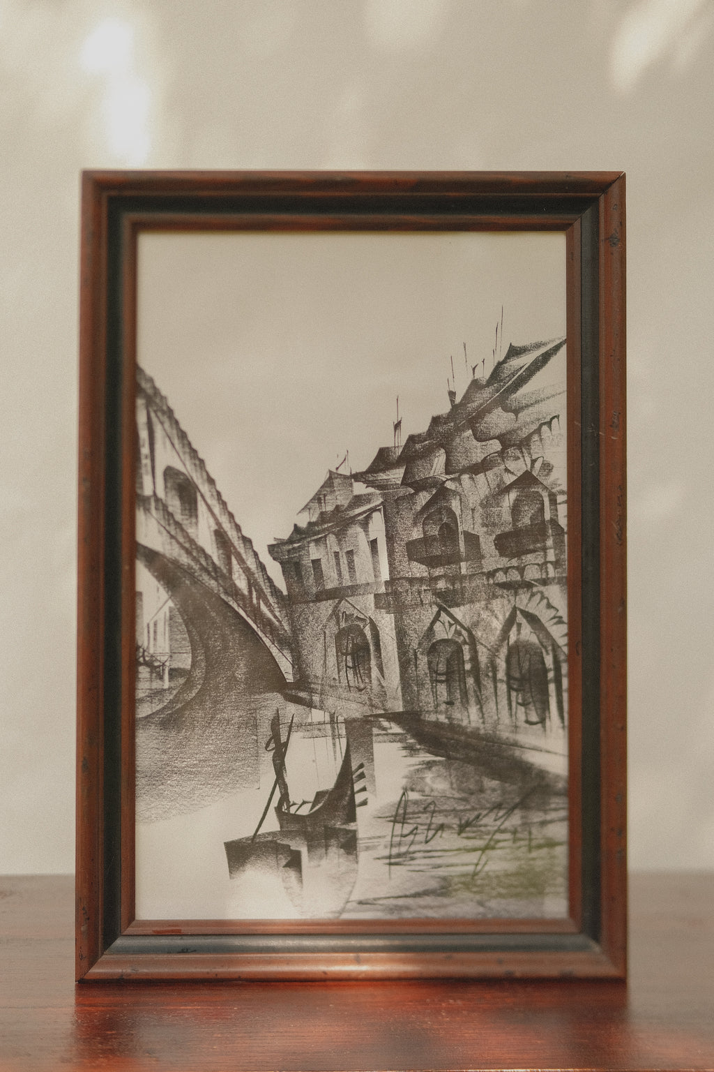 Original Charcoal Drawing European Cityscape