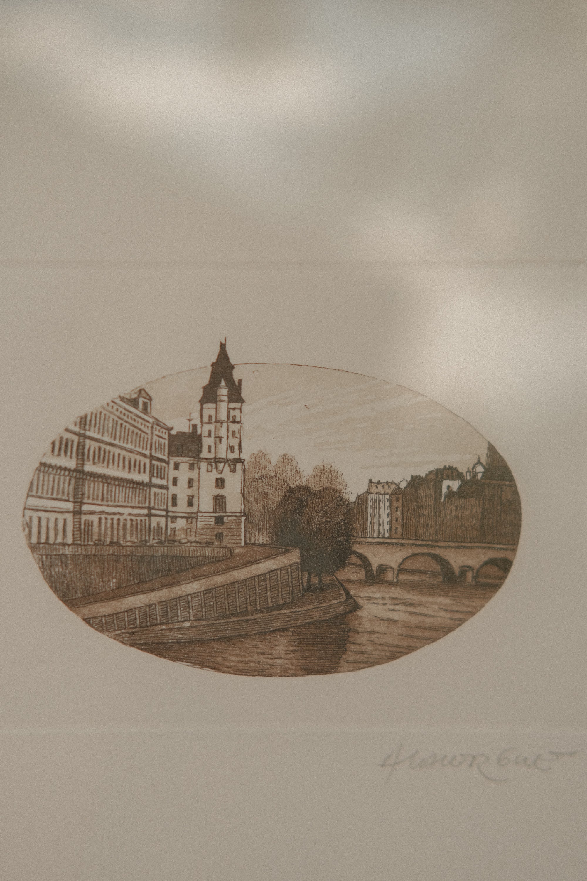 Andre Lavergne Signed Paris Etching Triptych