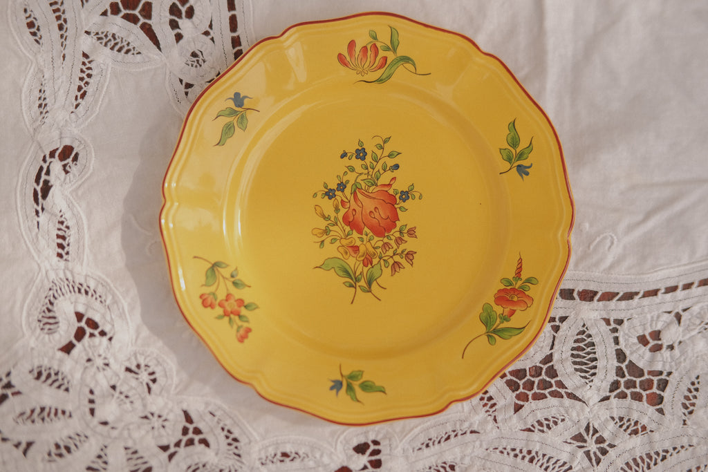 French Floral Ceramic Plate Set - 3 Piece