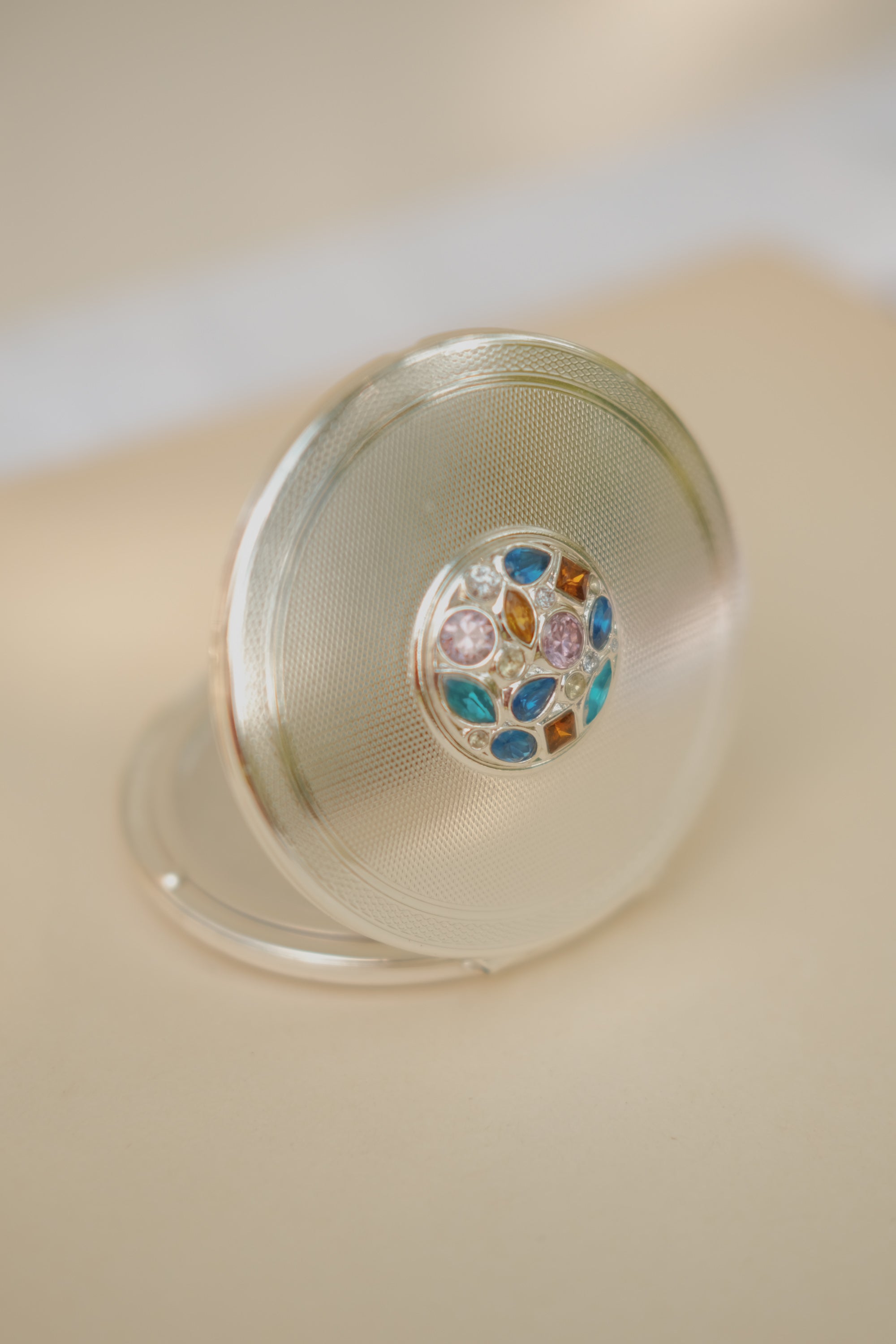 Stratton Silver Plated Jeweled Compact