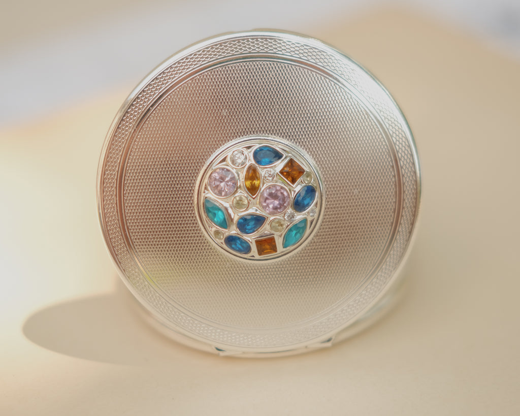 Stratton Silver Plated Jeweled Compact