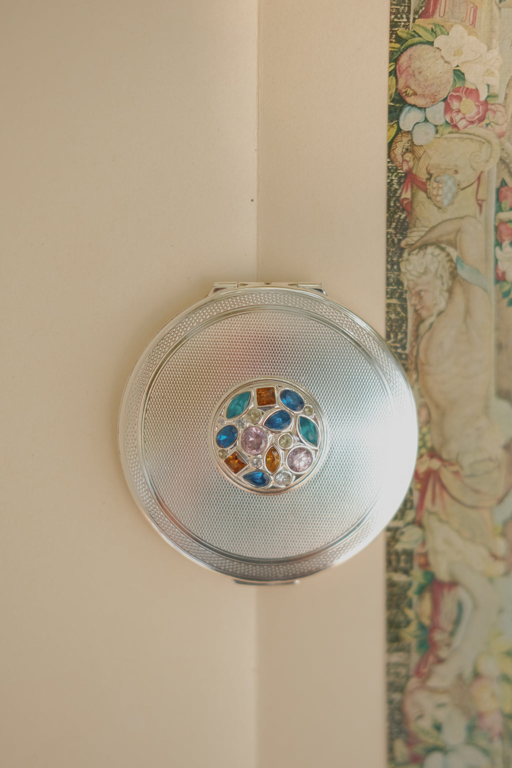 Stratton Silver Plated Jeweled Compact