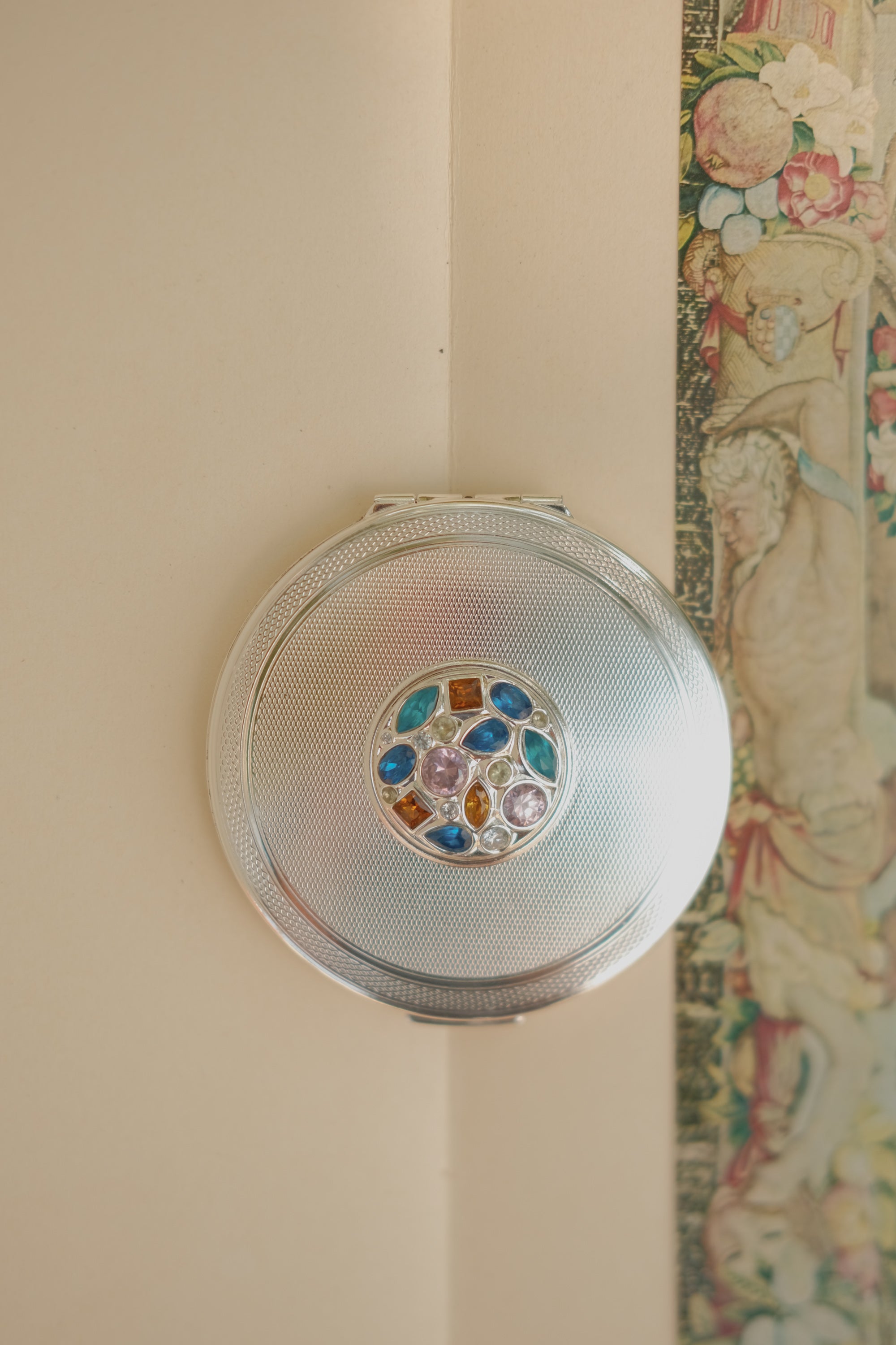 Stratton Silver Plated Jeweled Compact