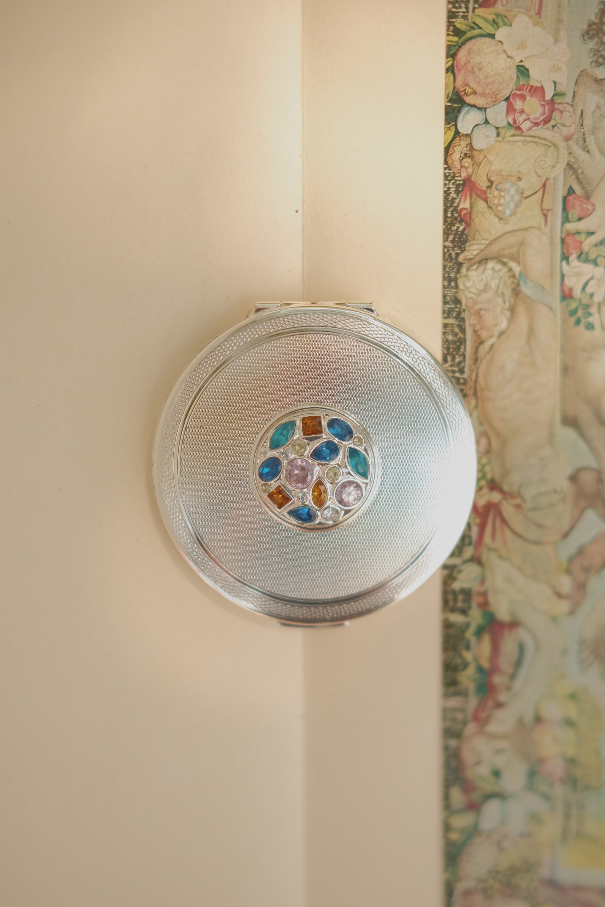 Stratton Silver Plated Jeweled Compact