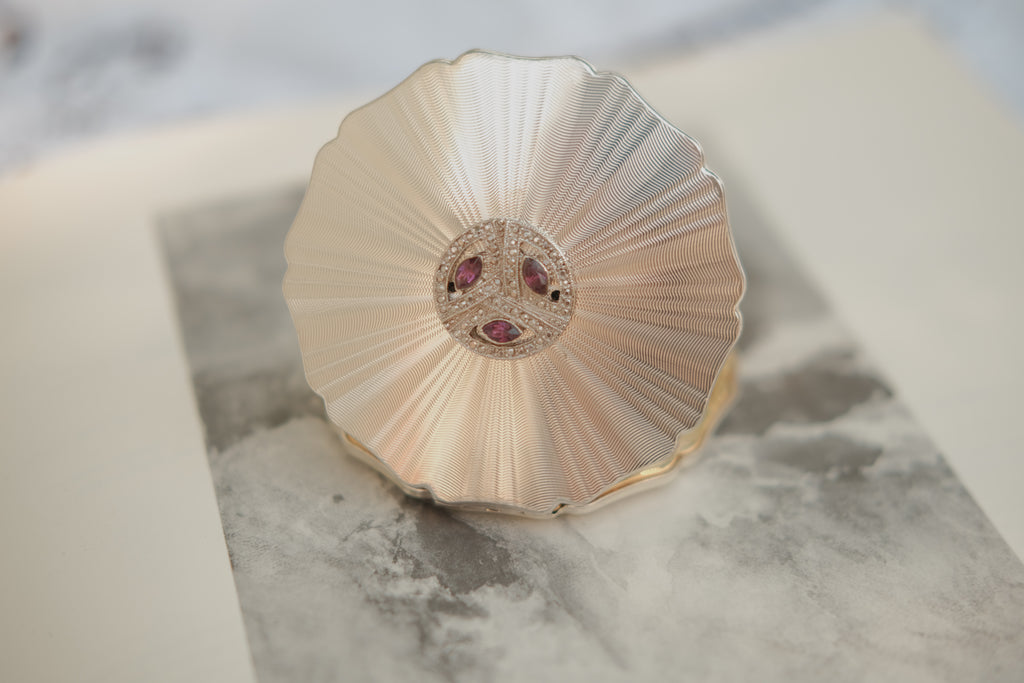 Stratton Silver Plated Amethyst & Marcasite Compact