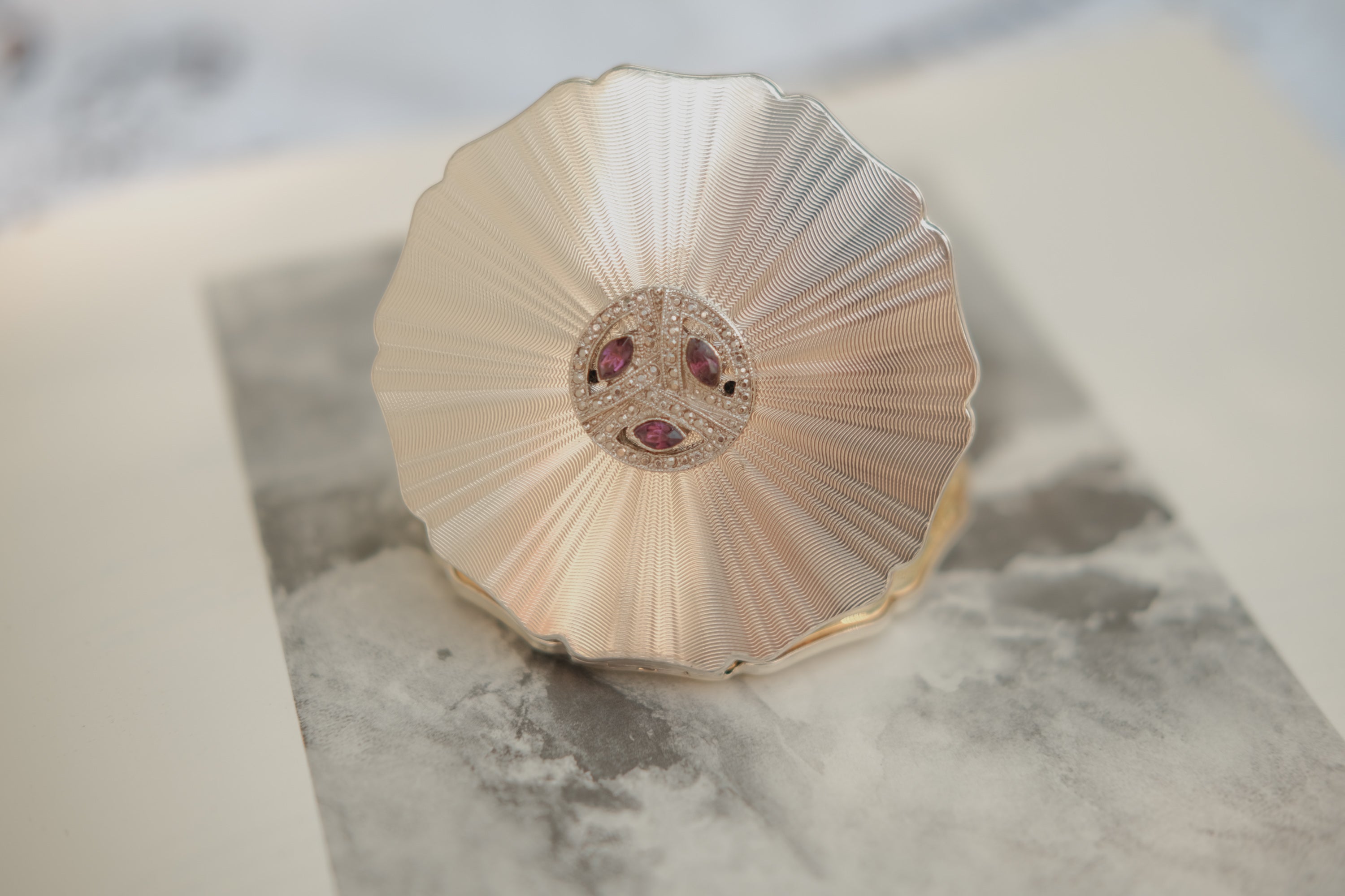 Stratton Silver Plated Amethyst & Marcasite Compact