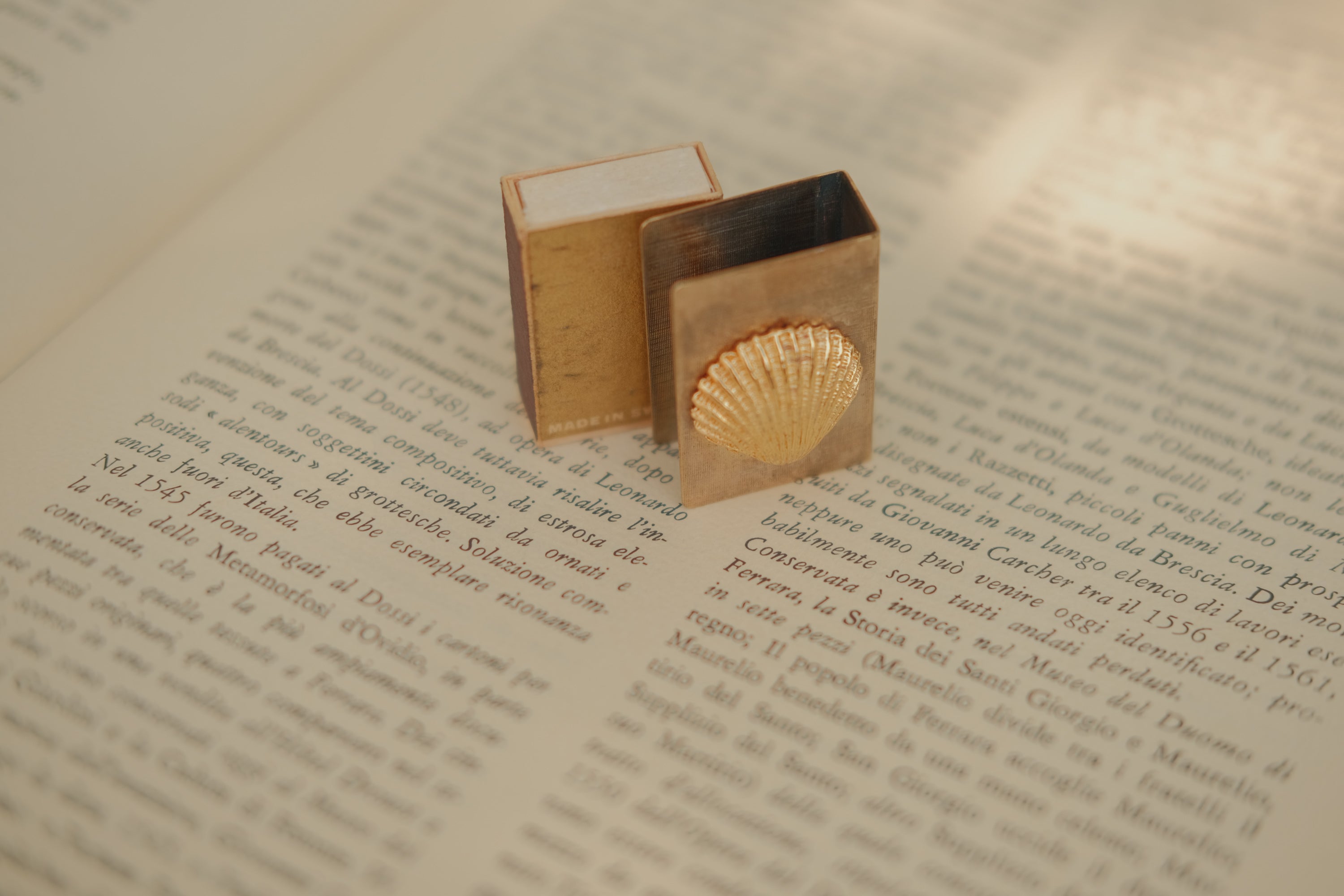 Swedish Gold Tone Shell Matchbox