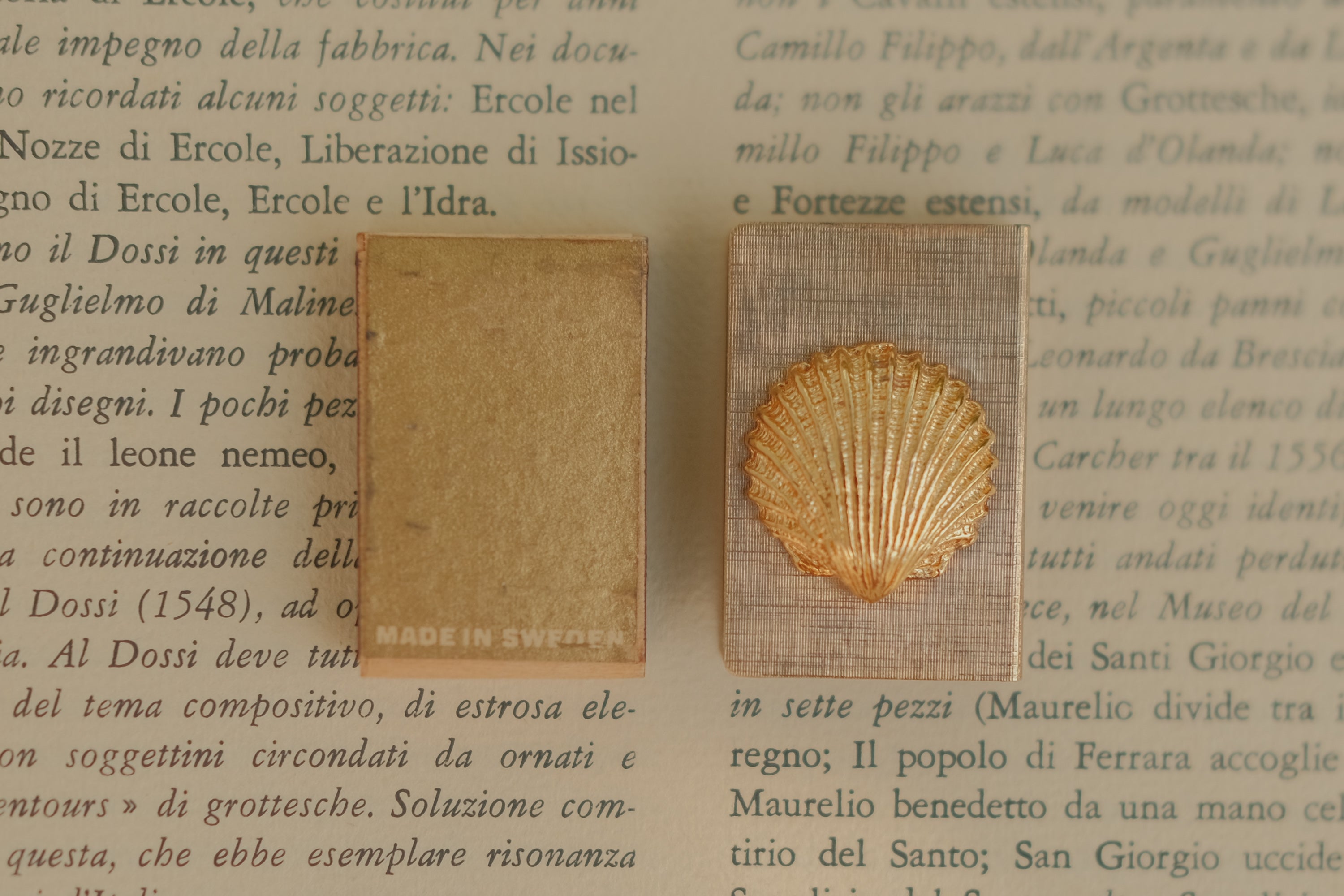 Swedish Gold Tone Shell Matchbox