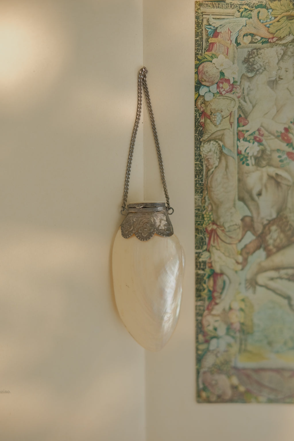Mother of Pearl Shell Pill Purse with Chain