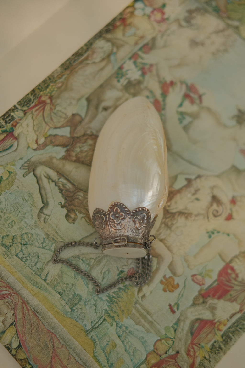 Mother of Pearl Shell Pill Purse with Chain