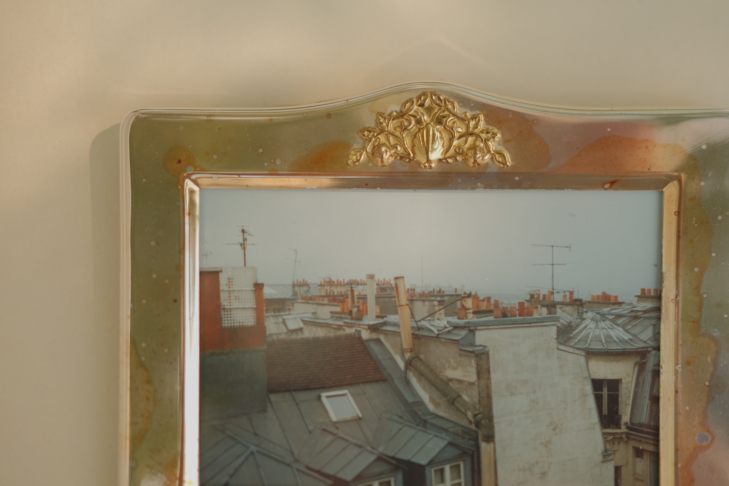 Vintage Silver Frame w/ Photo of French Rooftops