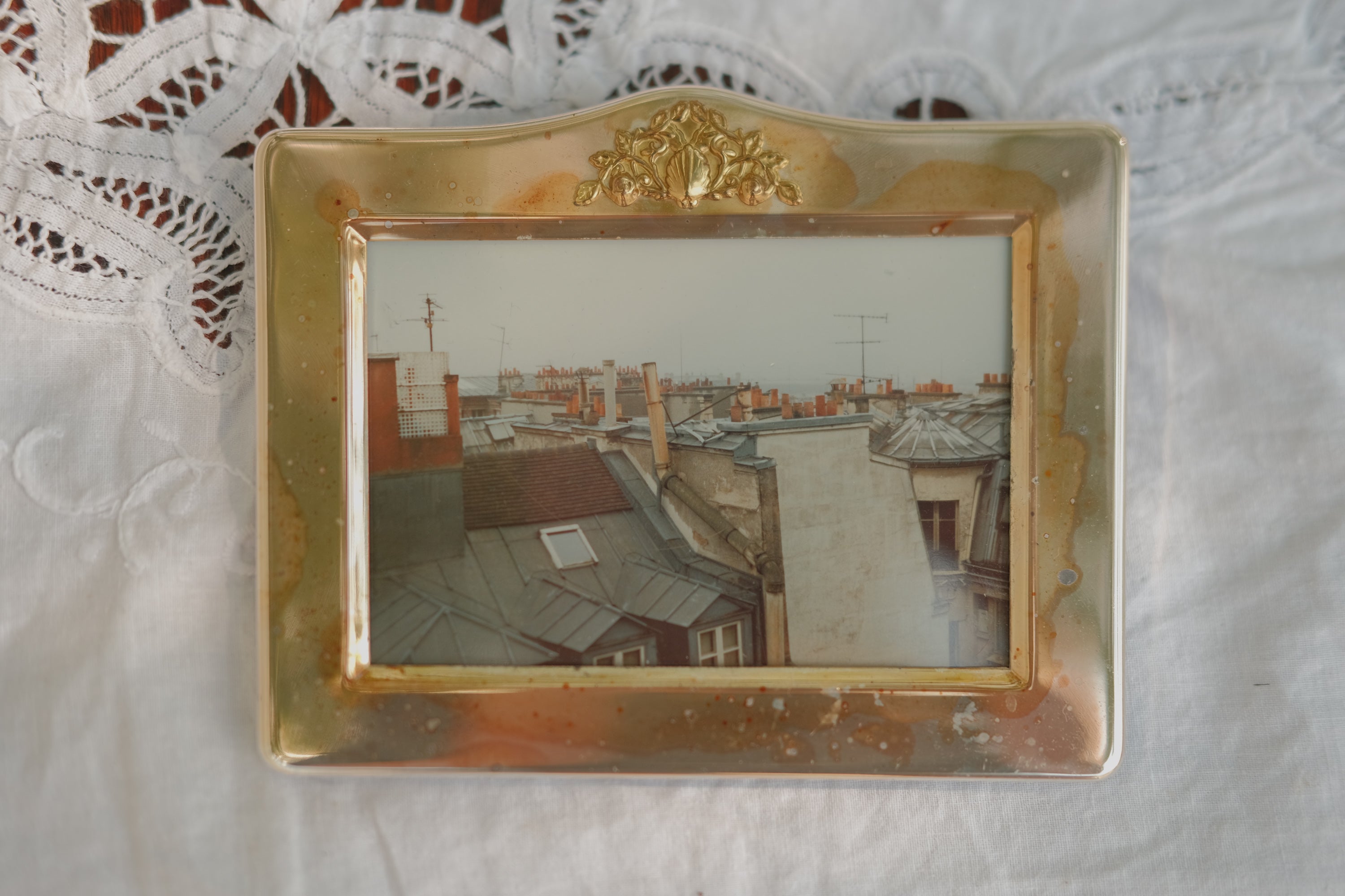 Vintage Silver Frame w/ Photo of French Rooftops