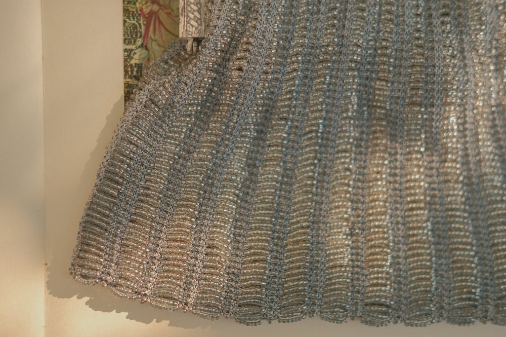 Silver Tone Beaded Evening Bag