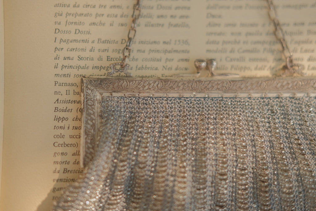Silver Tone Beaded Evening Bag