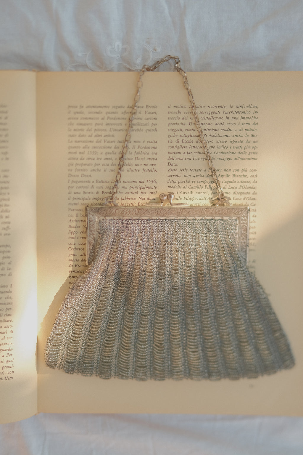 Silver Tone Beaded Evening Bag