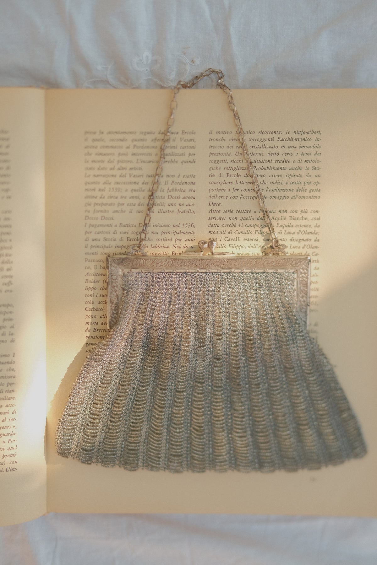 Silver Tone Beaded Evening Bag