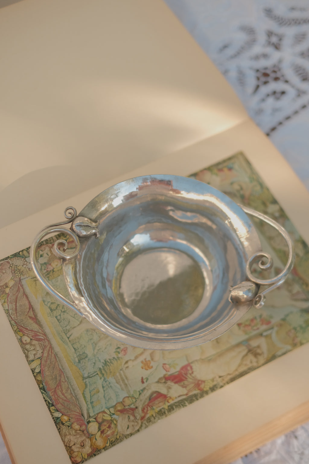 Serge Nekrasoff Hammered Pewter Bowl & Plate
