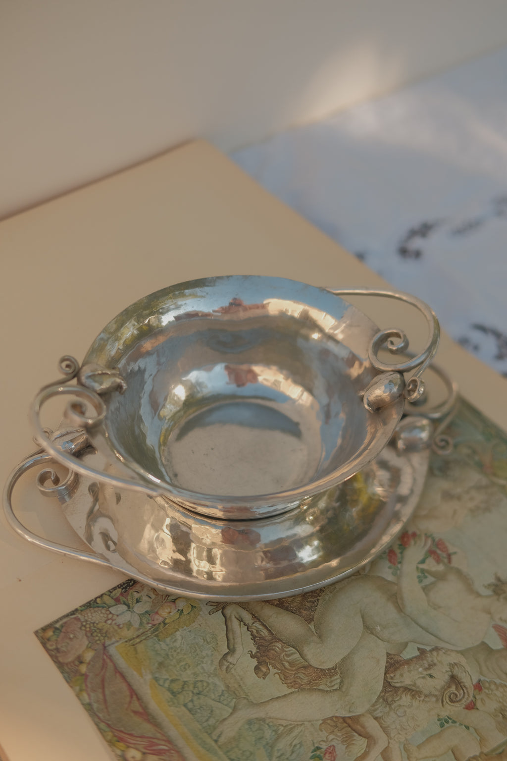 Serge Nekrasoff Hammered Pewter Bowl & Plate