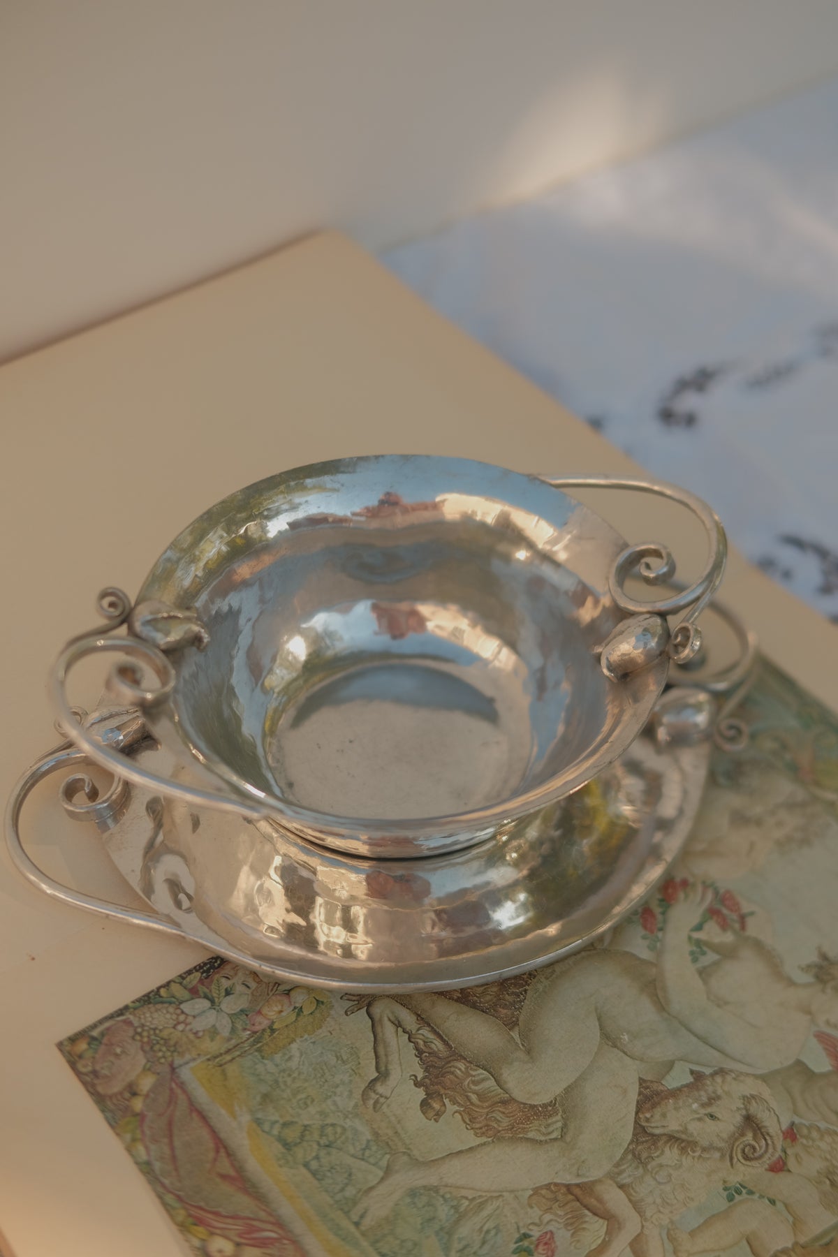 Serge Nekrasoff Hammered Pewter Bowl & Plate