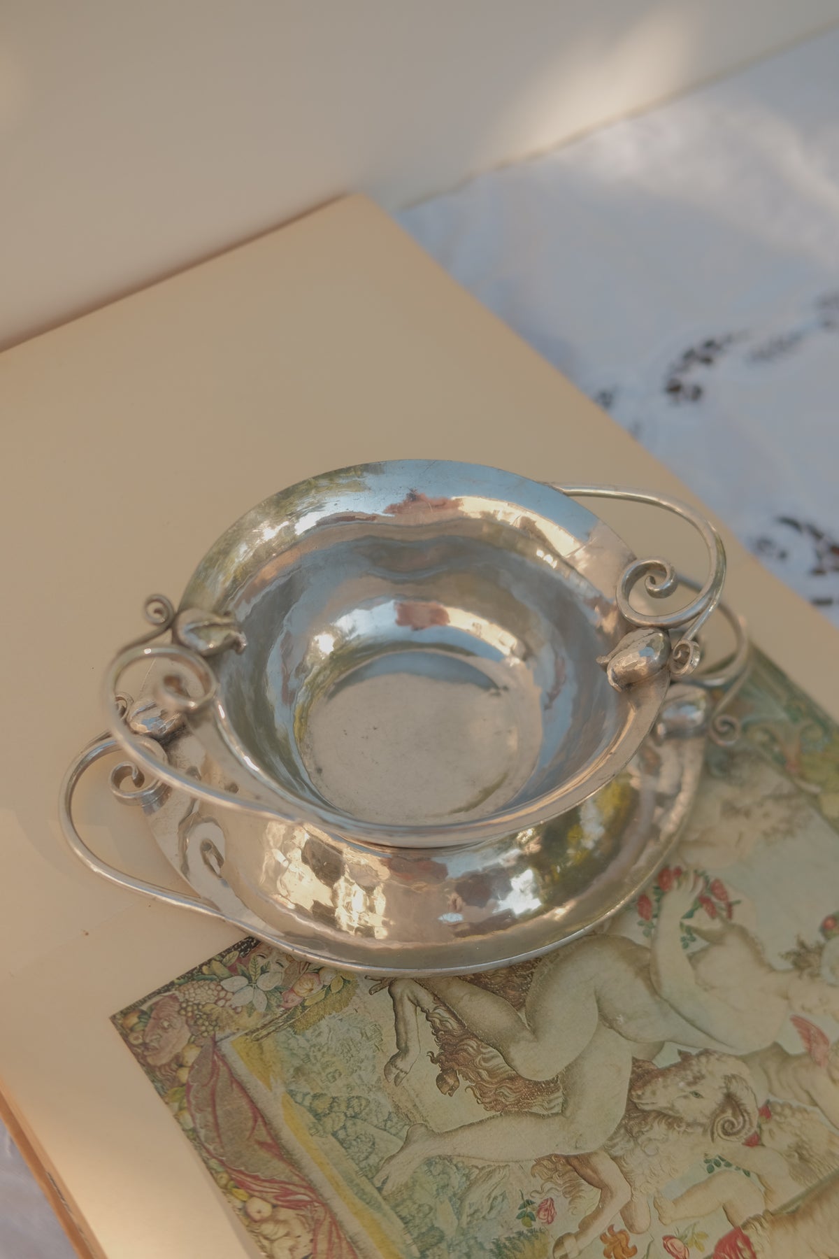 Serge Nekrasoff Hammered Pewter Bowl & Plate