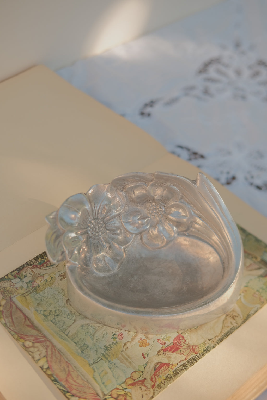 Sculptural Metal Floral Dish