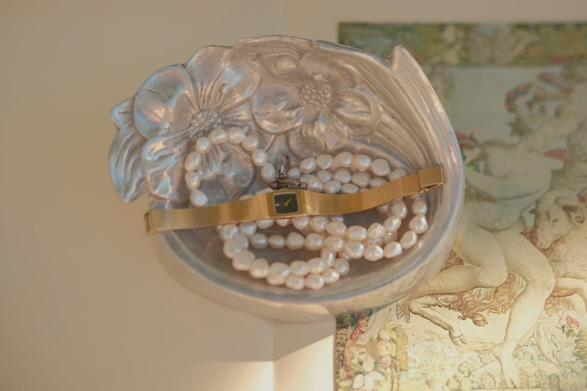 Sculptural Metal Floral Dish