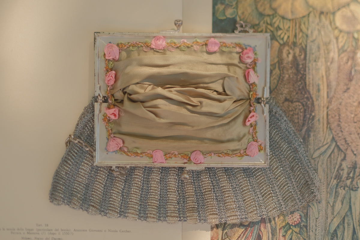 Silver Tone Beaded Evening Bag