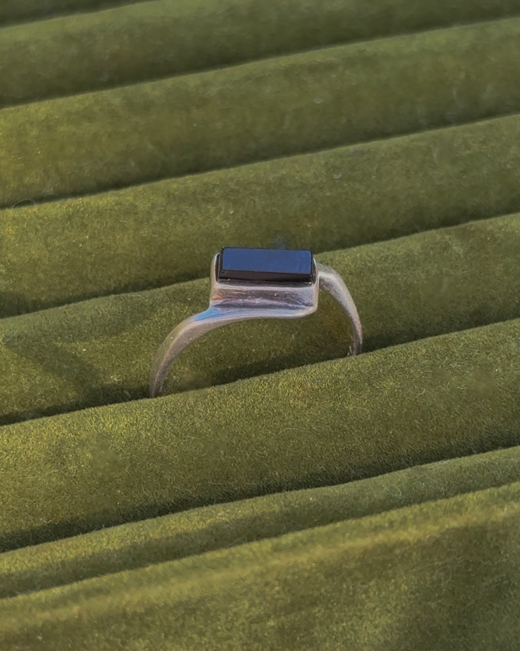 Sterling Silver Rectangle Onyx Ring