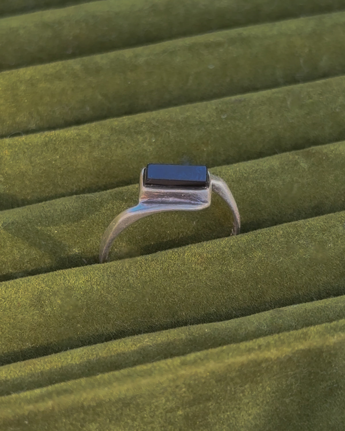 Sterling Silver Rectangle Onyx Ring