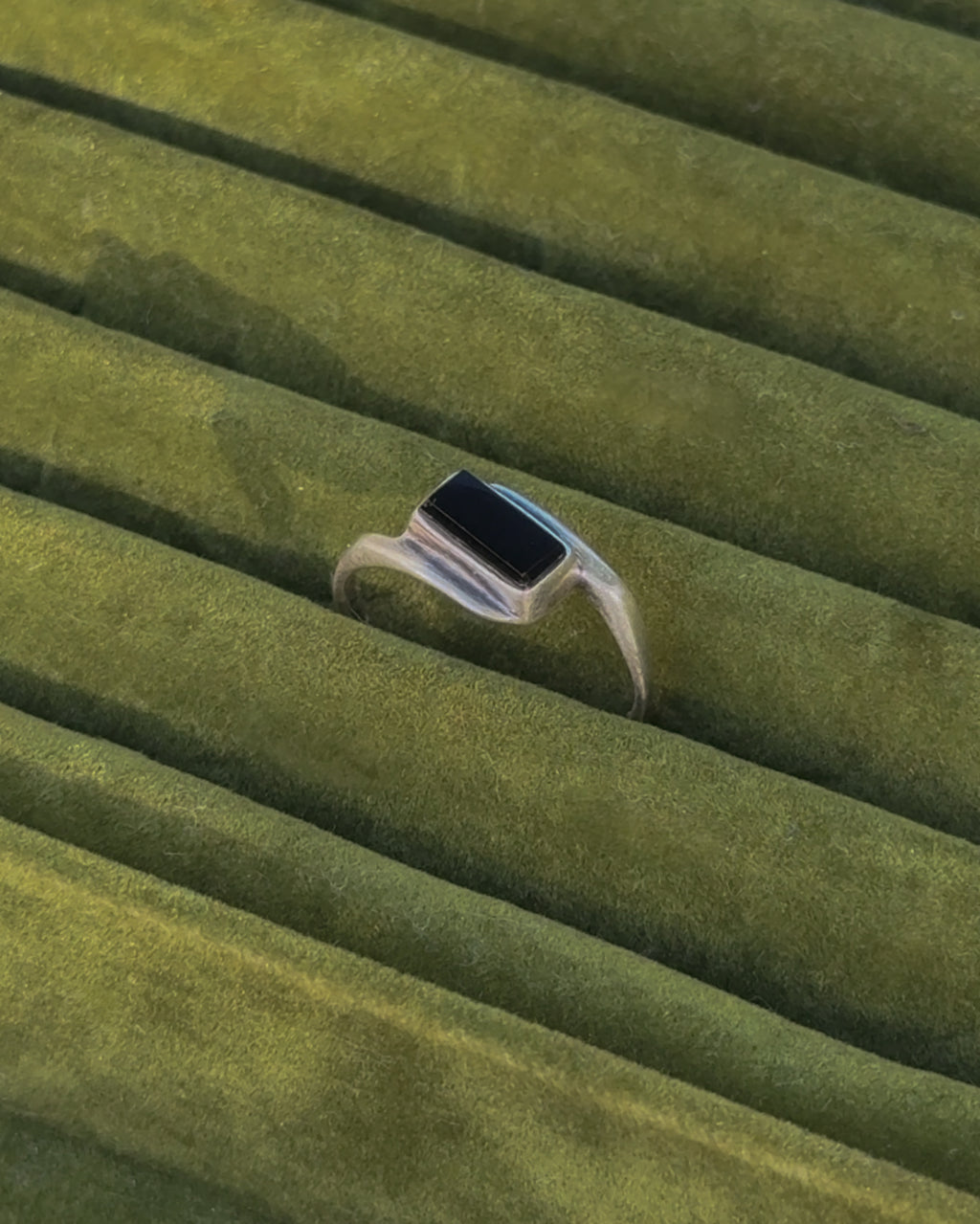 Sterling Silver Rectangle Onyx Ring